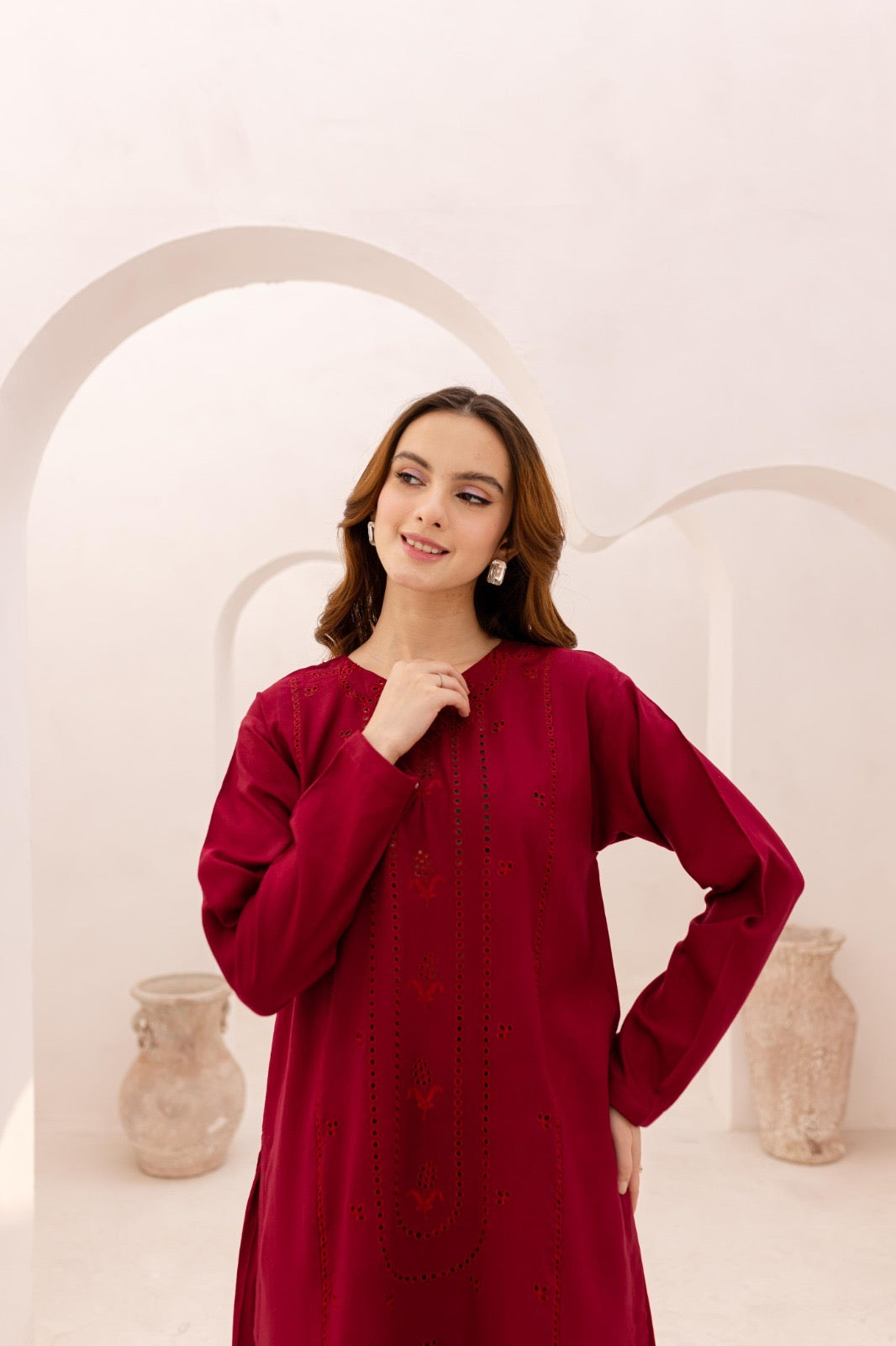 2PC Embroidered Dress - 1075