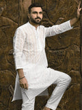 White Embroidered Border Kurta Trouser