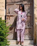 Lilac Cotton Silk Suit