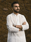 White Embroidered Border Kurta Trouser