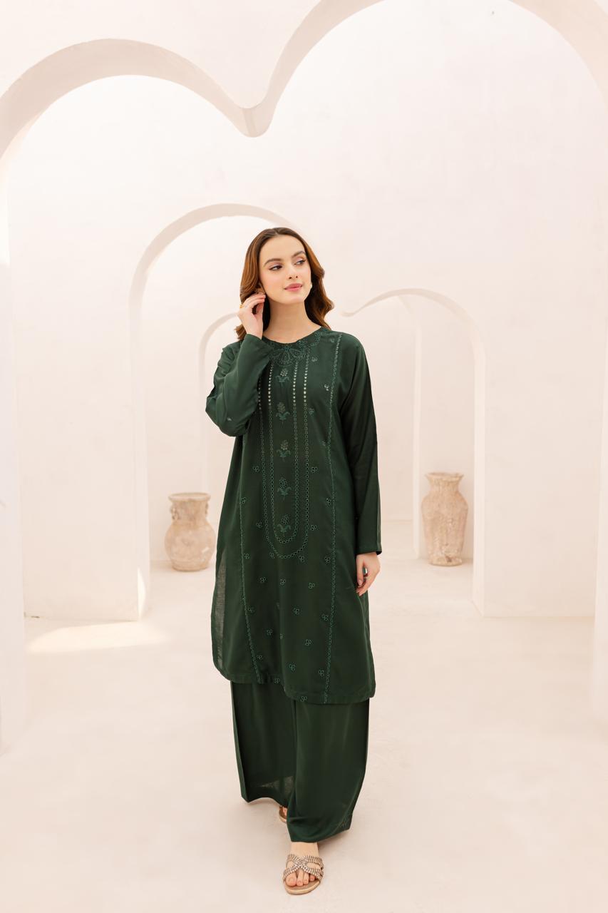2PC Embroidered Dress - 1076