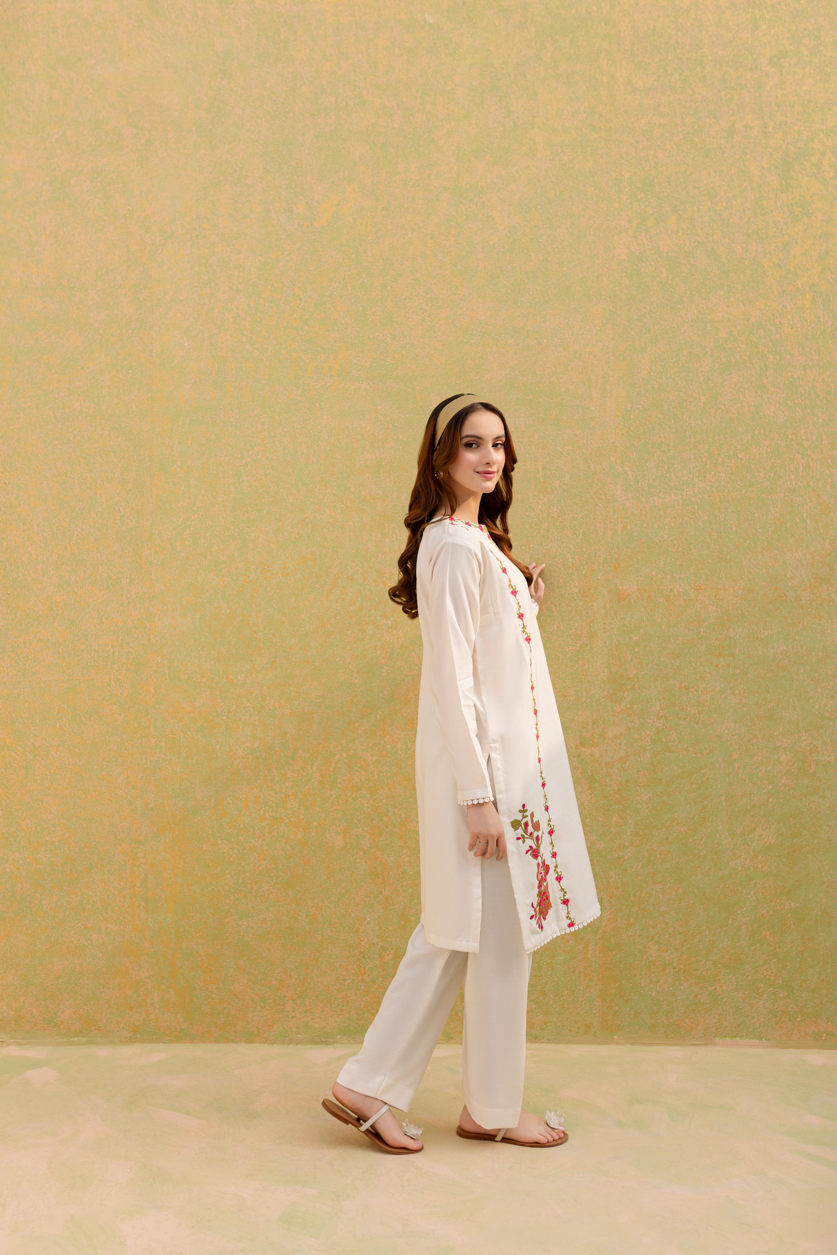 2PC Embroidered Dress-1069