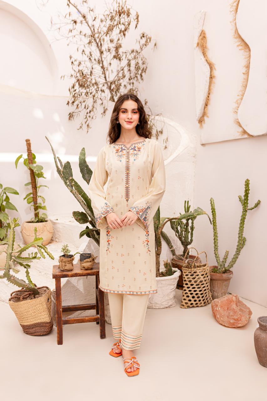 2PC Winter Embroidered Dress-1048