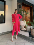 Pink Puffy Sleeves Raw Silk