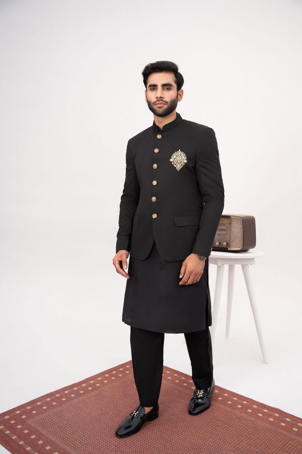 Black Embroidered Wedding Coat (Bunch)