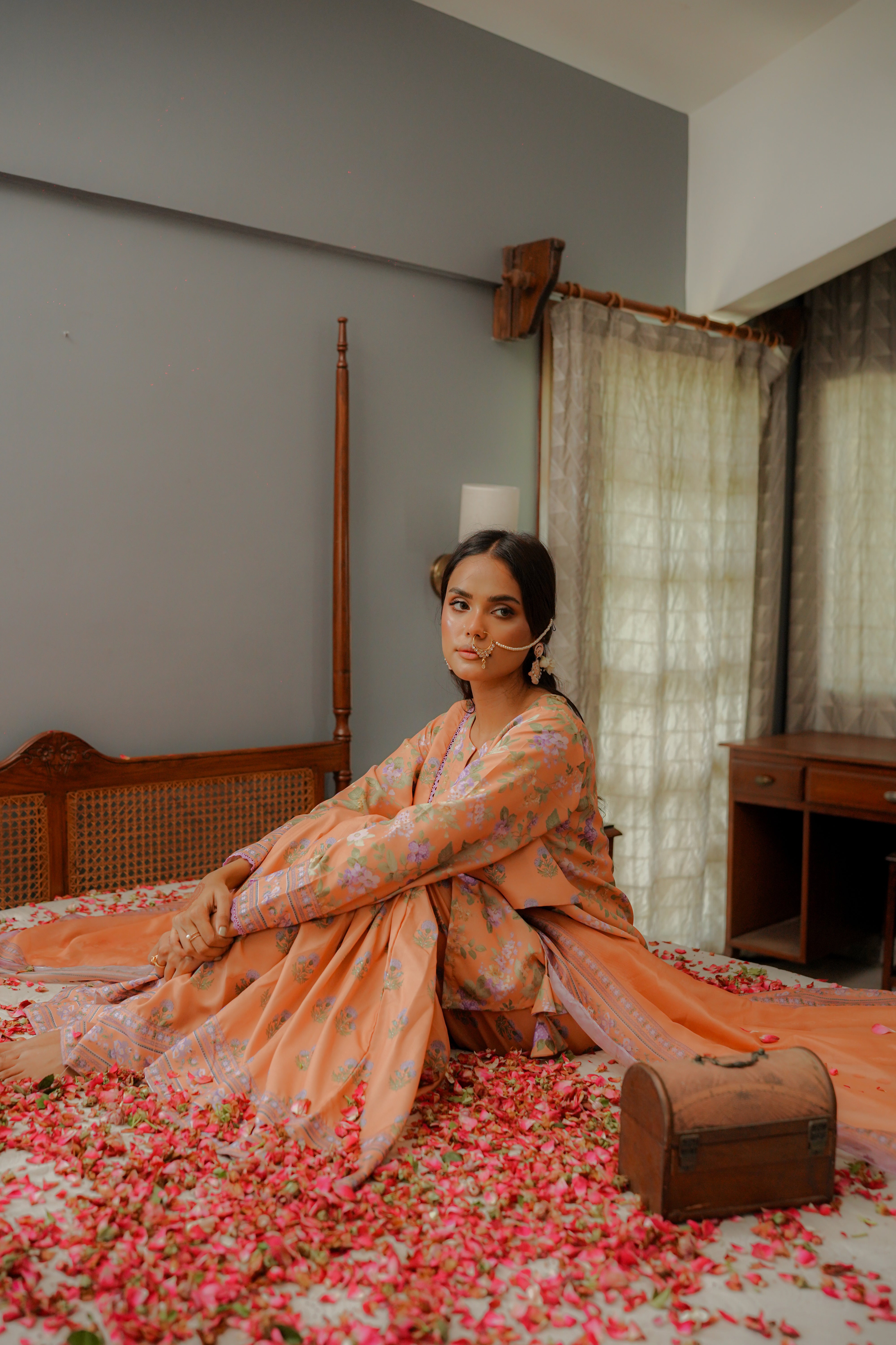 Pastel Orange Gharara Set