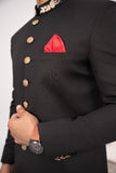 Black Embroidered Wedding Sherwani