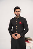 Black Embroidered Wedding Sherwani