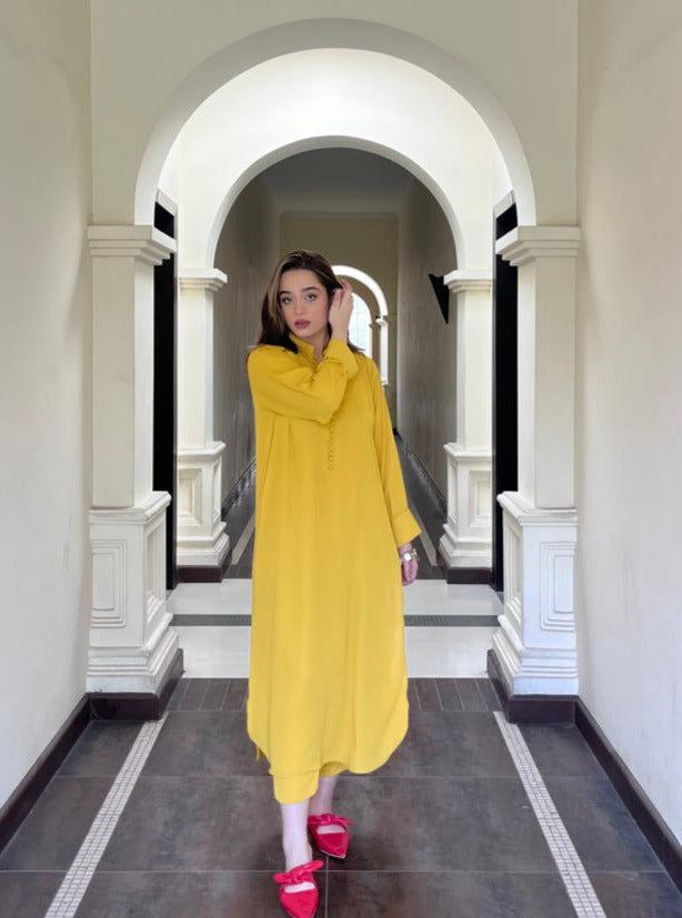 Yellow Long Button Set