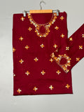 Maroon - Hand Embroidered Shirt