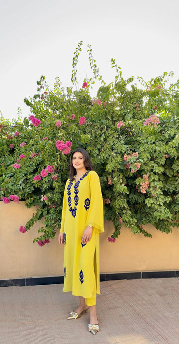 Yellow Ari Embroidered set
