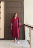 Burgundy Maroon Embroidered two pc