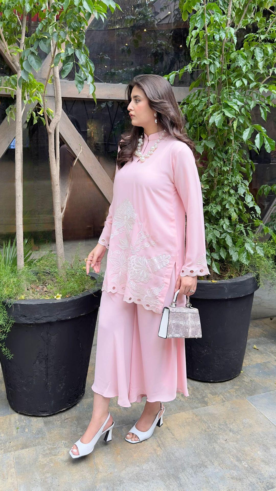 Pastel Pink Embroidered