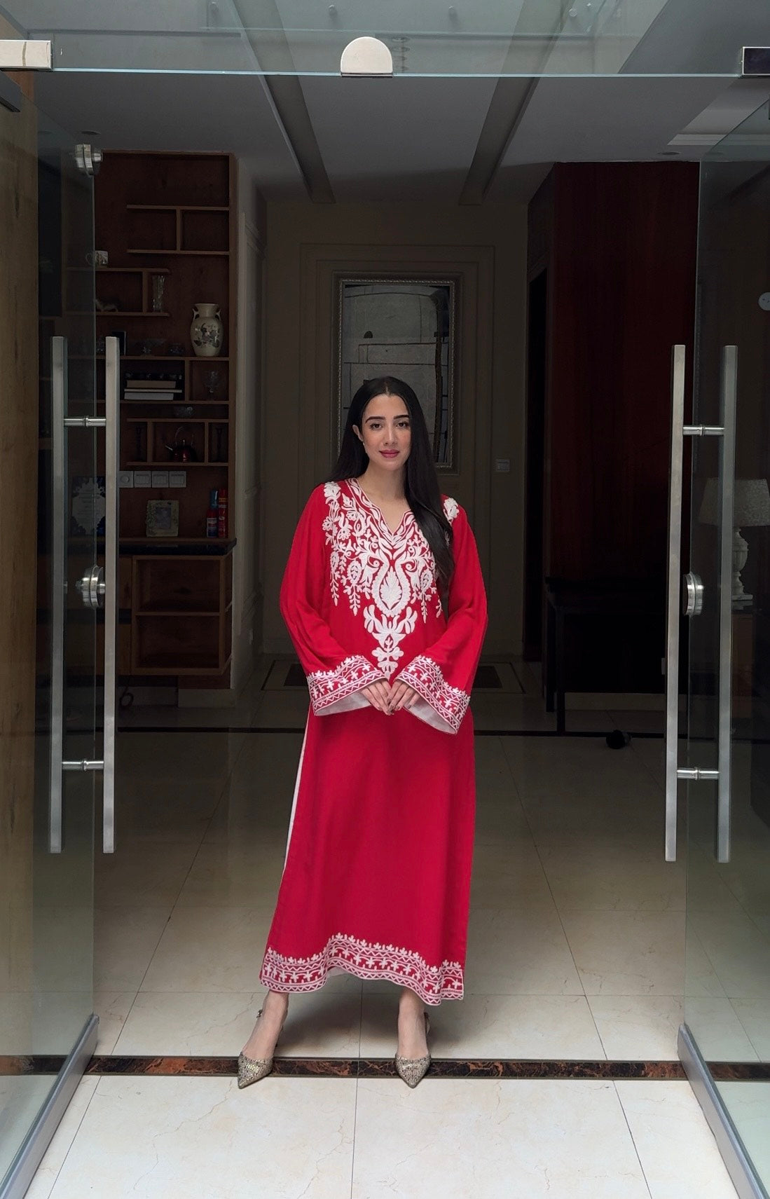 Red Embroidered