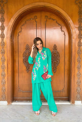 Green Aura Embroidered two pc