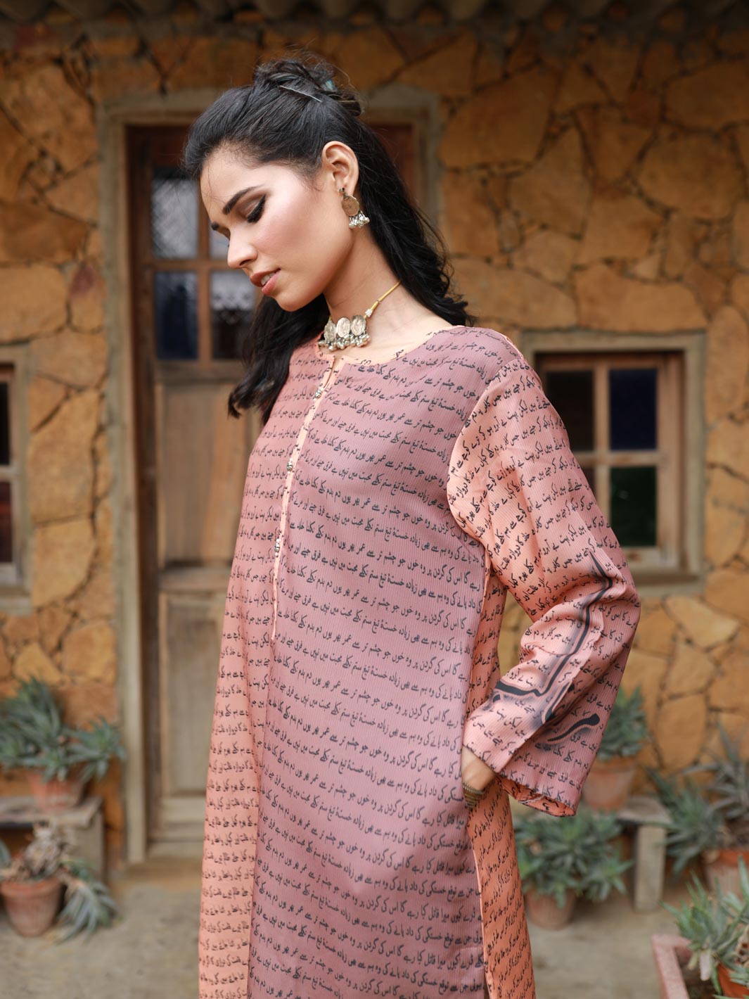 Mirza Ghalib Stitched 2 Piece (Brown)