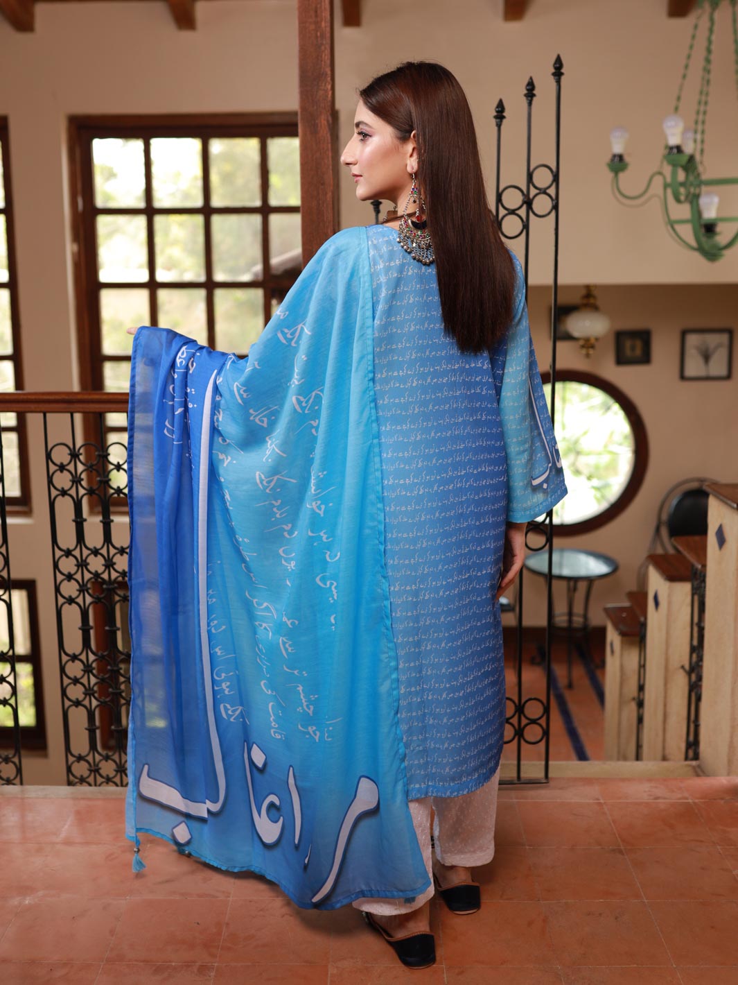 Mirza Ghalib Stitched 2 Piece (Blue)