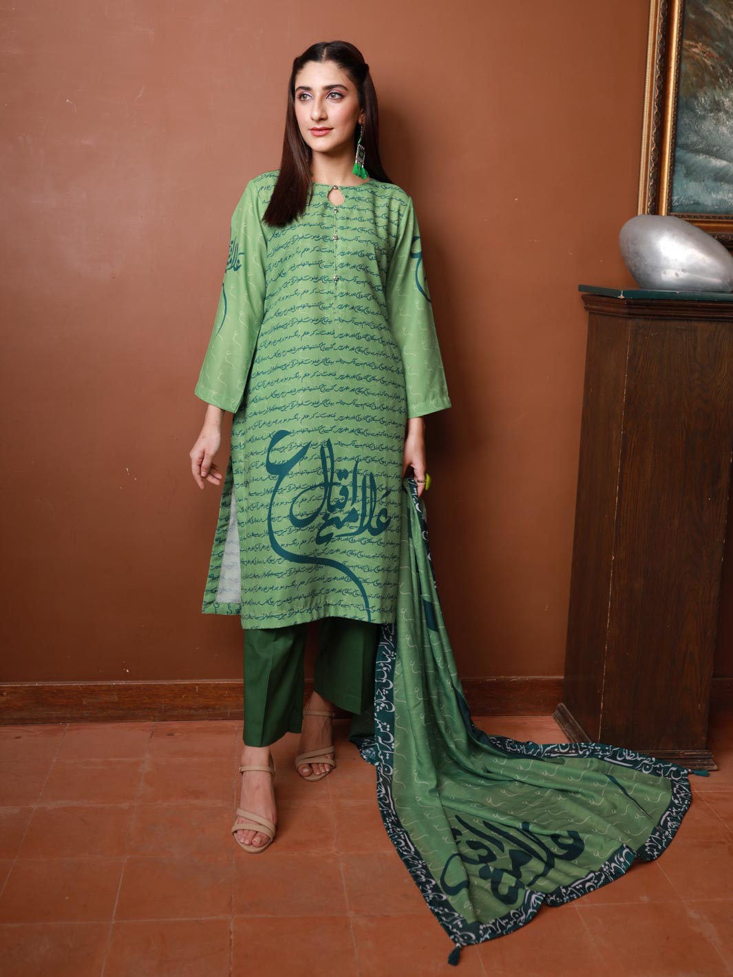 Ain se Iqbal Stitched 2 Piece (Light Green)