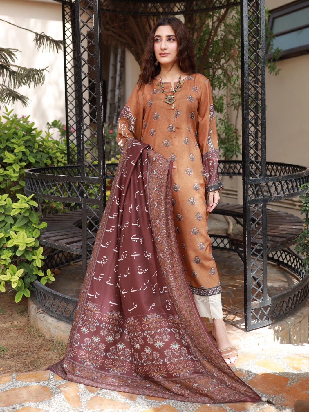 Dewan e Ghalib Stitched 2 Piece (Rustic Brown)