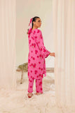 Printed 2PC Pink Linen Dress- PR14