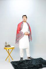Ajrak Mosaic Stole | Redish | Men TNG by MD