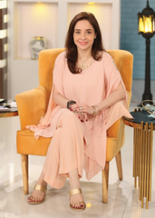 Beaded Cape Dress - Powder Pink