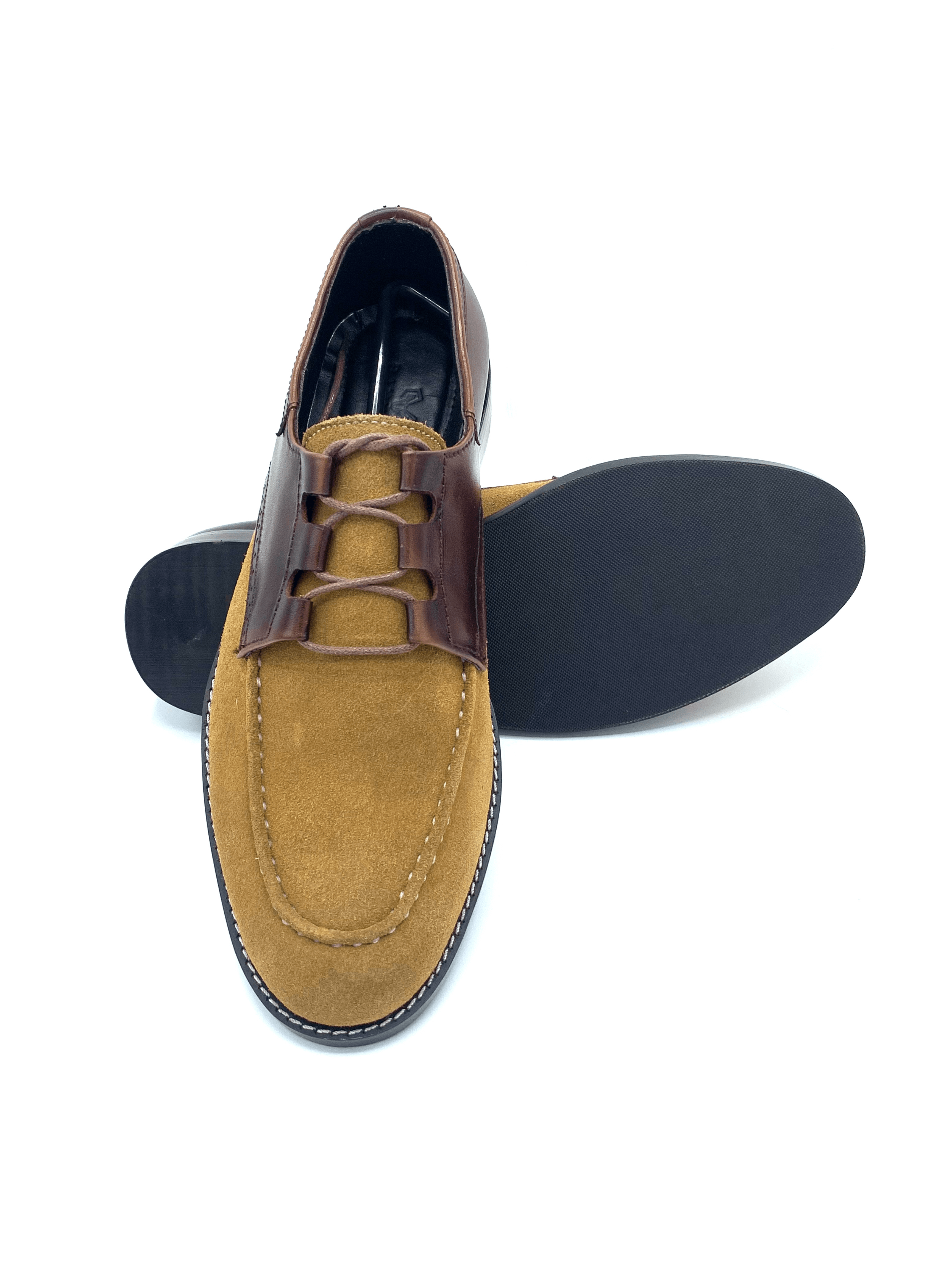 Luxury  Suede Derby Camel Handmade Shoes