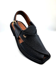 Luxury Traditional Black Granular  Peshawari Chappal