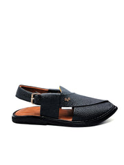 Luxury Traditional Black Granular  Peshawari Chappal