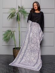 Floral Lawn Stole (White)
