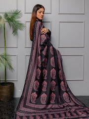 Ajrak Batik Silk Odhni (Red-Black)