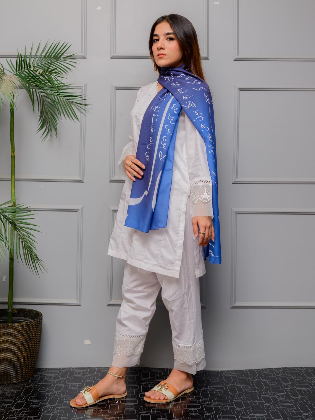 Ghalib Ki Khuwaish Stole (Blue)