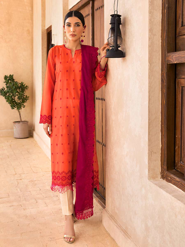 Nisa D#03 - Eid Embroidered 3P-Lawn