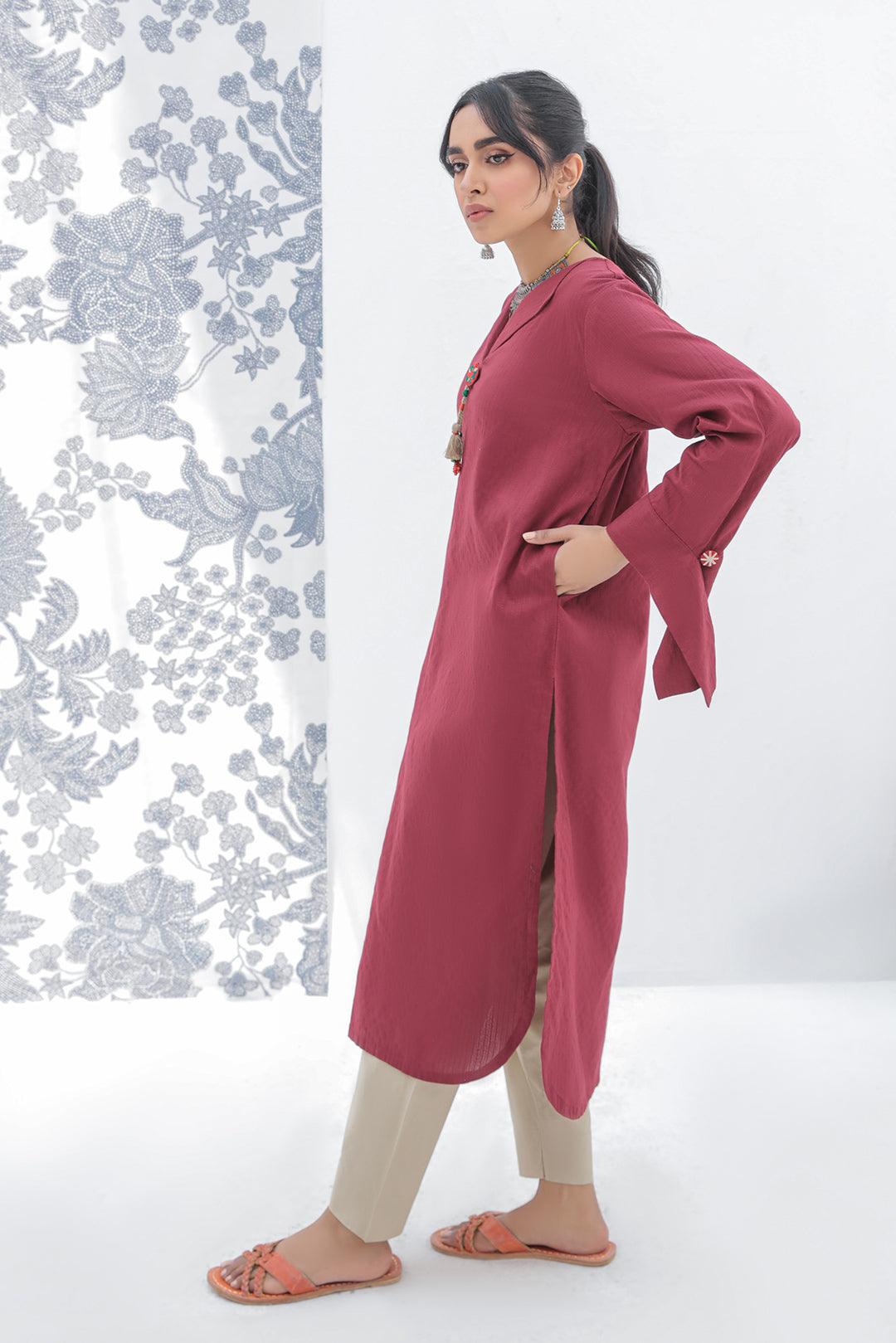 P0484 - Maroon Dyed Lawn Shirt