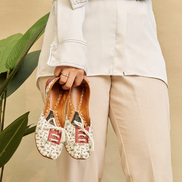 “Side view of Paradise Doodles Lace Up Khussa shoes showing embroidery and elegant design for women”