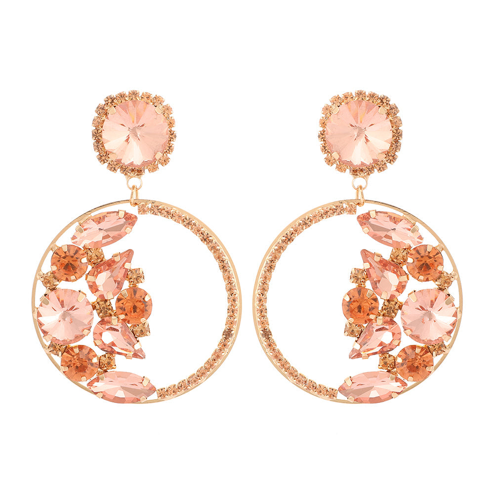 Pink Shiny Rhinestone Earrings