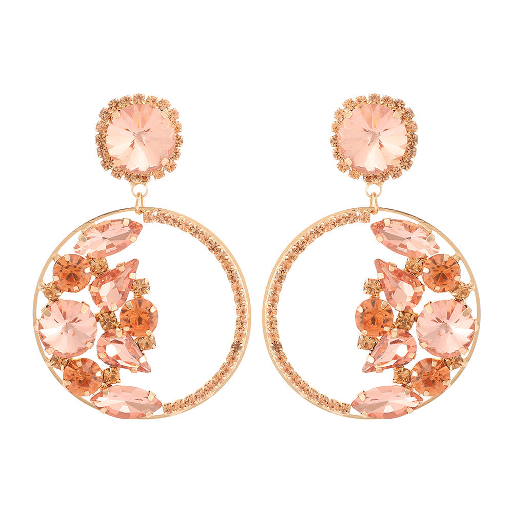Pink Shiny Rhinestone Earrings