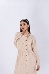 Plaided Dress - Tan