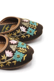 Premium Quality Back less Dark Brown Multi Color Embroidered Jooti