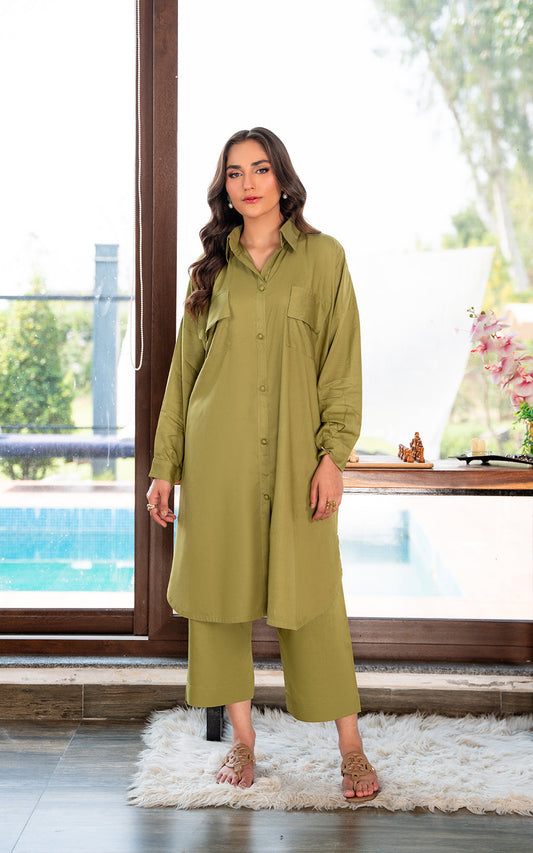 2PC STITCHED - OLIVE SOLID S010