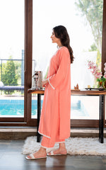 2PC STITCHED - PEACH SOLID SP8