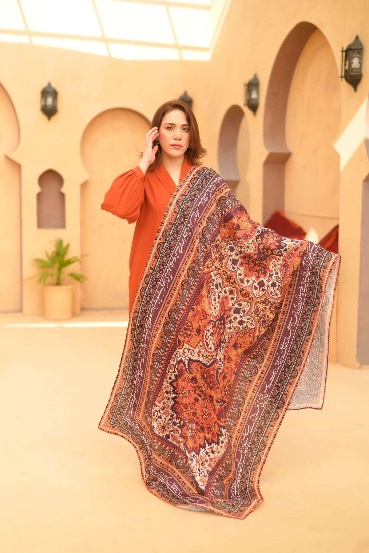 Zamana Shawl (Shaded Brown)