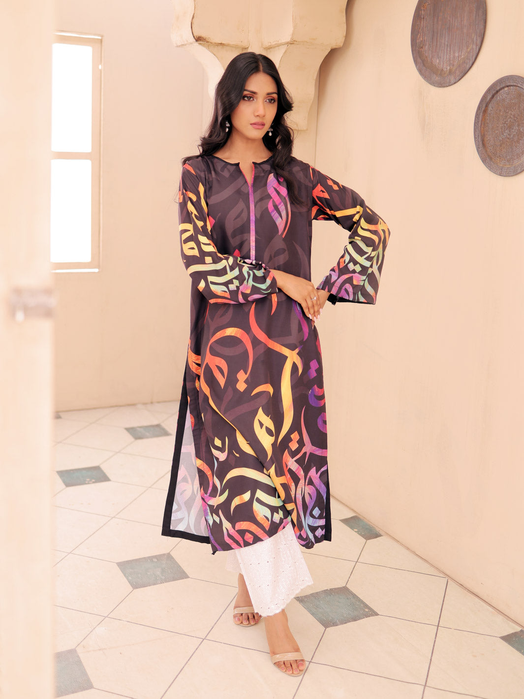 Huroof Multi Shirt (Swiss Lawn)