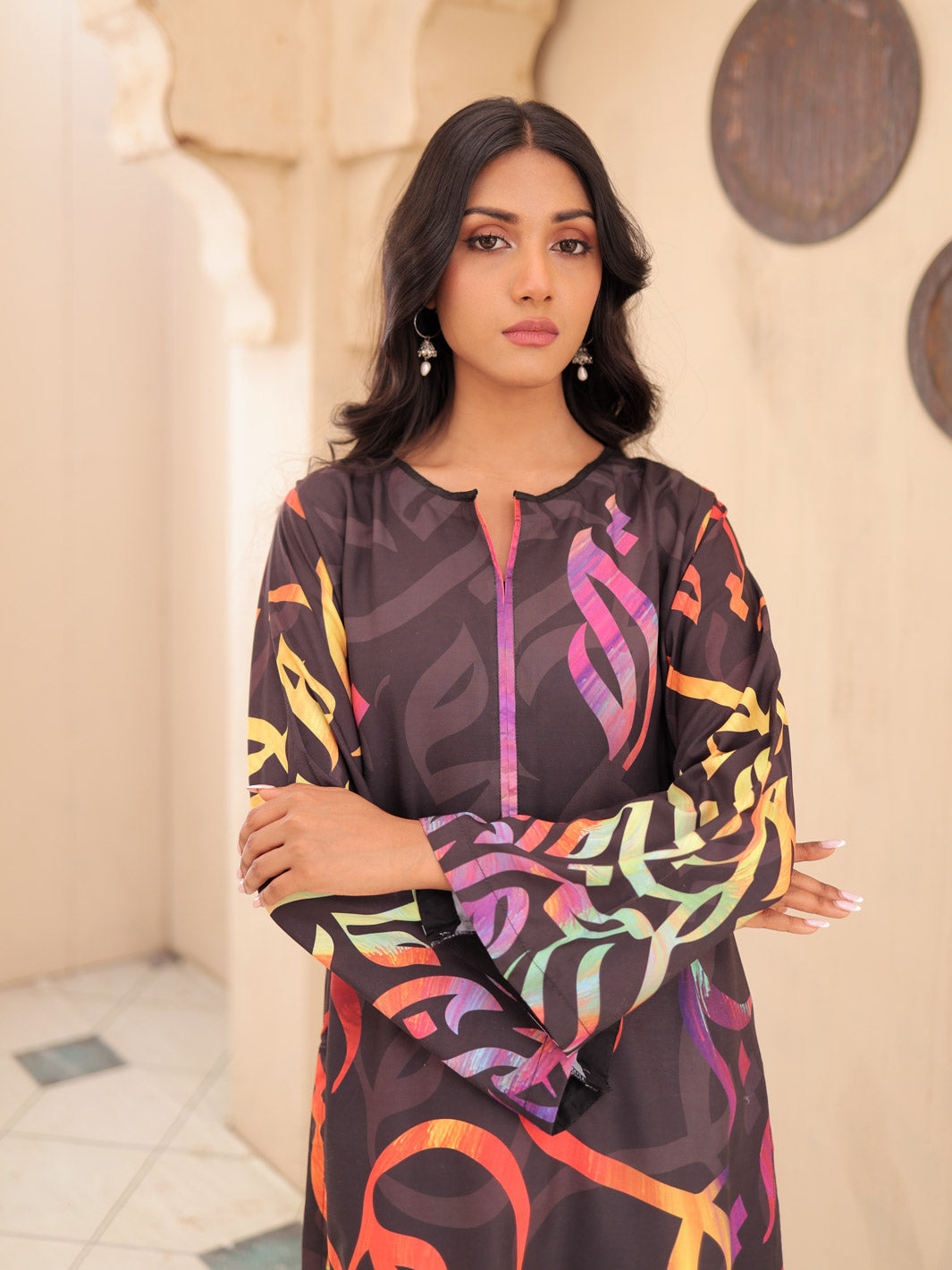 Huroof Multi Shirt (Swiss Lawn)