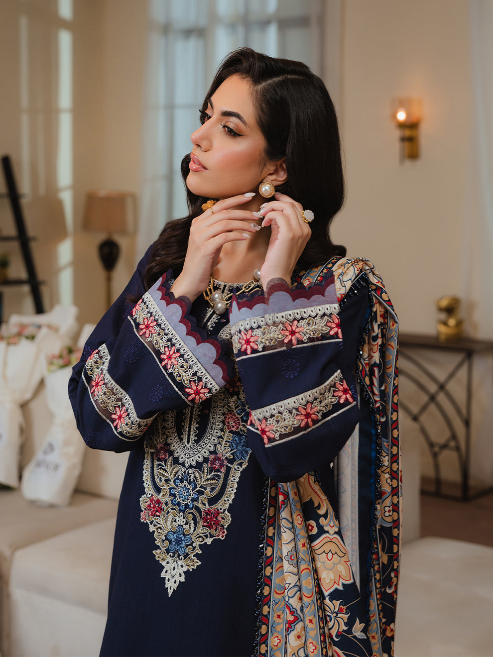 SK-02B - 3P Embroidered Khaddar
