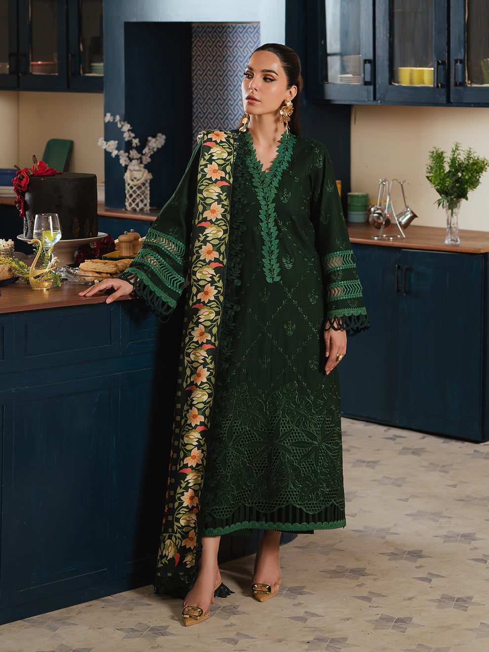 SK-03A - 3P Embroidered Khaddar