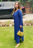 Tunic v neck pleated Blue two pc