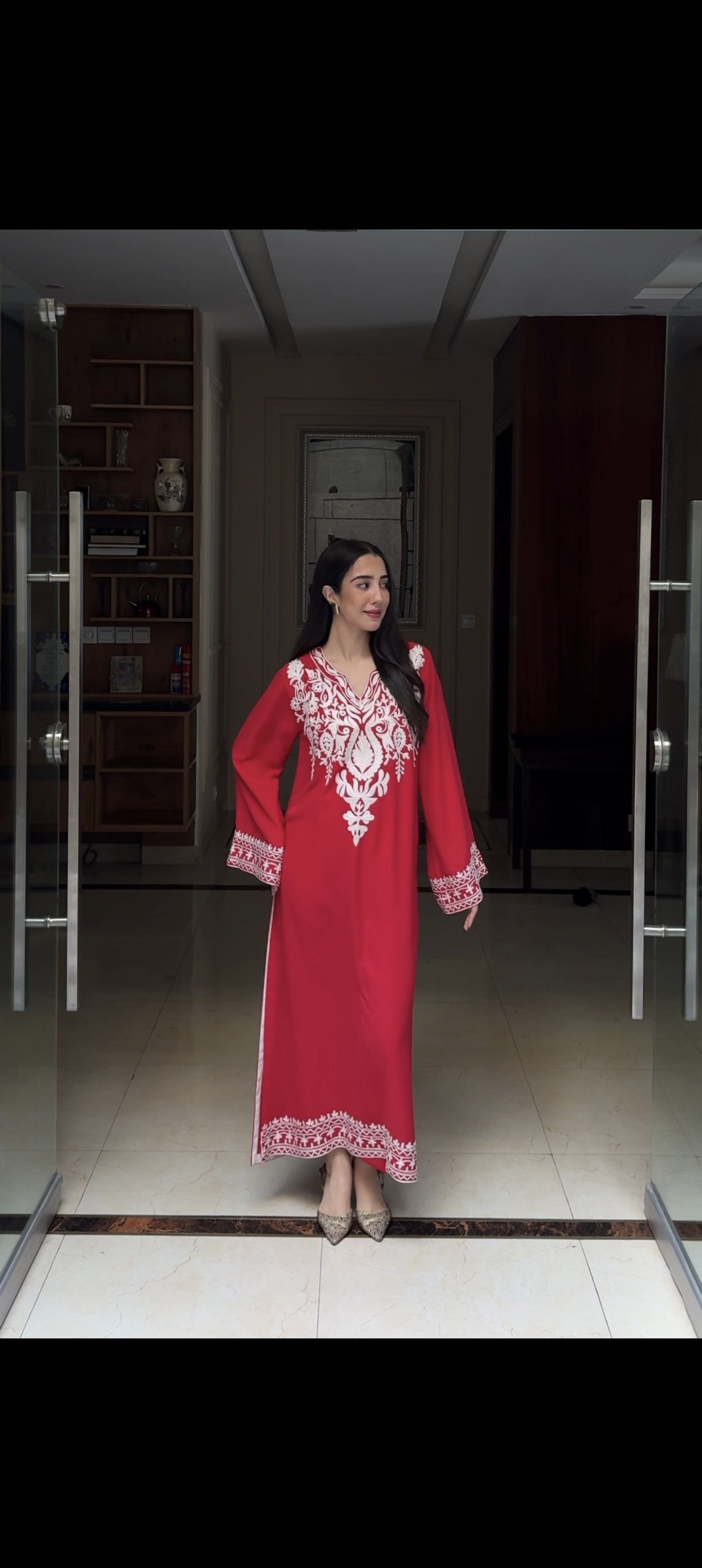 Red Embroidered