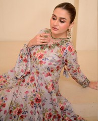 GREY FLORAL FROCK
