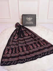 Ajrak Batik Silk Odhni (Red-Black)